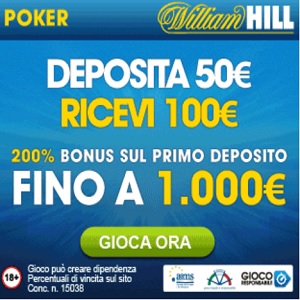 Risultati immagini per poker WILLIAM HILL BONUS 1000